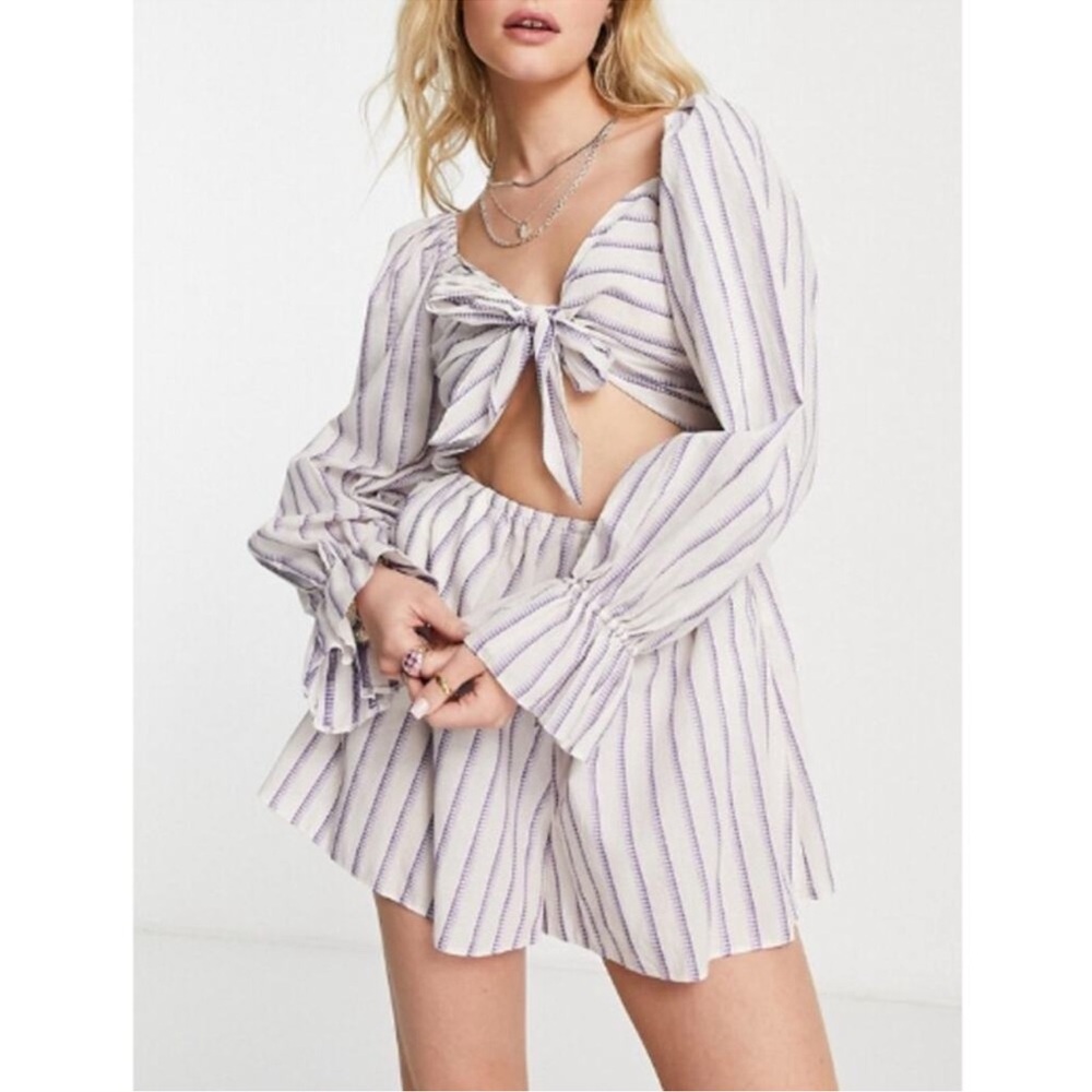 Nordstrom - TOPSHOP White and Purple Striped Jumpsuit
